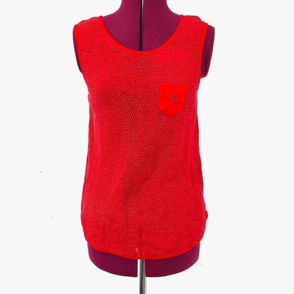 Armani Jeans Red Knit Sleveeless top sz S - Picture 2 of 8